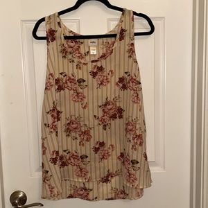 Sleeveless, floral and striped blouse/cami
